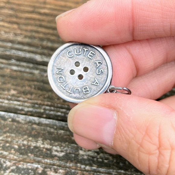 Vintage Sterling Silver 925 Cute as a Button REO Necklace Pendant Charm Only - Picture 2 of 9